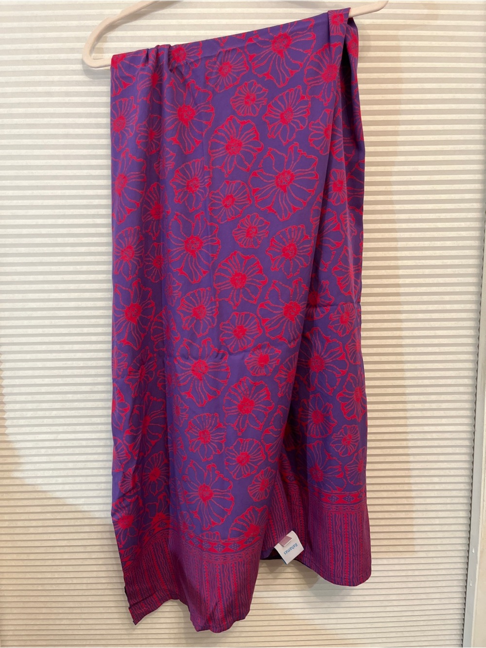 Purple Scarf Wrap with Red Floral Pattern